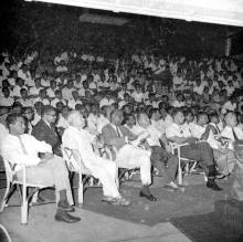 A photograph taken during the release of the Journal of Mathematical and Physical Sciences featuring Prof. Werner Koch, Prof. Willi Hasenbein, Prof. Gerhard Rouvé and Prof. E. G. Ramachandran in the first row, 1967