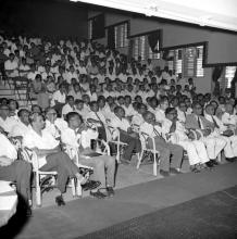A section of the audience during the release of the Journal of Mathematical and Physical Sciences, featuring Prof. R. G. Narayanamurthi and, Prof. V. Anantharaman, 1967