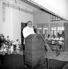 Mr. V. R. Nedunchezhiyan addresses the audience during the release of the Journal of Mathematical and Physical Sciences, 1967
