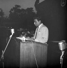 Mr. R. Natarajan addresses the audience during the Fourth Institute Day, 1963