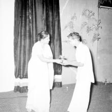 Mrs. Shanti Sengupto presents a prize during the Fourth Institute Day, 1963