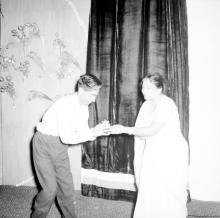 Mrs. Shanti Sengupto gives away a prize to a student during the Fourth Institute Day, 1963