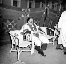 Dr.Hans-Dietrich Genscher (Foreign Minister, Federal Republic of Germany) seated on the dais during the special convocation ceremony