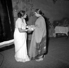 Mrs. Shanti Sengupto gives away a prize during the Fourth Institute Day, 1963