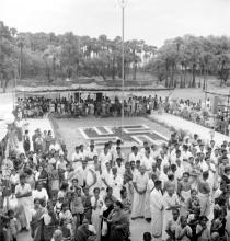 Crowds gathered at the Jalakanteshwara Temple in IIT Madras