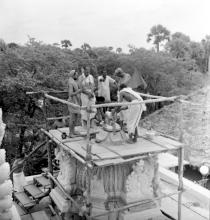 Adorning the vimana after the kumbhabhishekam, 1965