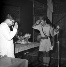 Mr. C. Subramaniam salutes an officer during the Second Institute Day, 1961