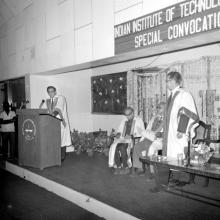 Prof. S. Sampath addressing the audience at the Special Convocation, 1973