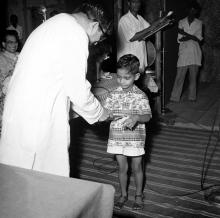 Mr. C. Subramaniam gives away a prize to a young boy at the Second Institute Day, 1961