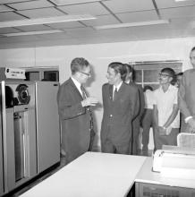 Dr. Erhard Eppler and Prof. A. Ramachandran during the inauguration of the Computer Centre, 1973