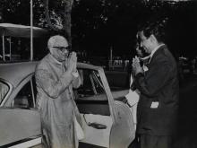 Mr. M. C. Chagla is received by Mr. R. Natarajan, 1965