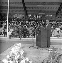 Prof. R. K. Gupta addresses the audience at the Eighth Inter-IIT Sports Meet at IIT Madras, 1970