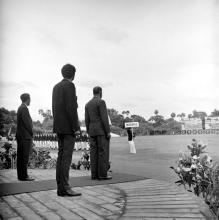 IIT Madras Contingent marches past as Mr. H. V. R. Iengar and Prof. A. Ramachandran look on
