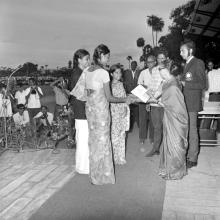 Mrs. Iengar awarding prizes at the Eighth Inter-IIT Sports Meet in IIT Madras, 1970