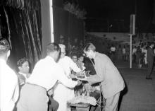 Mr. M. Bhaktavatsalam gives away a prize to a student during the Sixth Institute Day, 1965