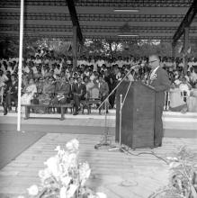 Prof. R. K. Gupta addresses the audience at the Eighth Inter-IIT Sports Meet at IIT Madras, 1970