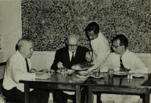 One of the meetings during the visit of Prof. Hilbig, 1965