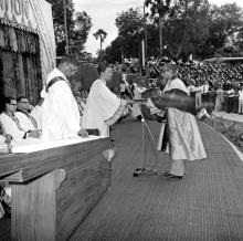 Dr. A. Ramachandran (Director) confers a Ph. D. to a student