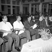 Prof. R. G. Narayanamurthi and Prof. A. Ramachandran photographed on the dais during an event, 1968