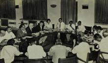 A meeting in progress during the visit of Prof. Dr. P. Hilbig and Mr. H. Westphal to IIT Madras, 1965