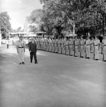 Dr. S. Bhagavantam inspects the guard of honour along with Lt. Col. S. Subramanyam