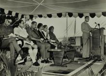 Mr C. V. Sethunathan addresses the audience during the inauguration of the NCC building, 1965