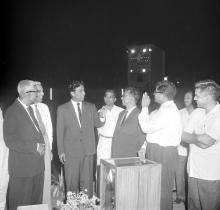Mr. R. Natarajan converses with the guests at his farewell ceremony