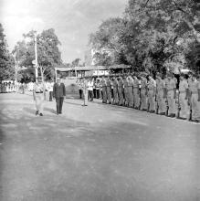 Dr. S. Bhagavantam inspects the guard of honour along with Lt. Col. S. Subramanyam
