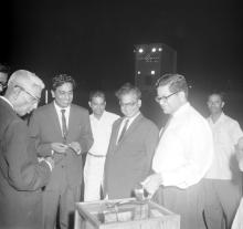 Mr. R. Natarajan converses with guests at his farewell ceremony