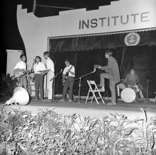 A music performance by a group of students during the Tenth Institute Day, 1969