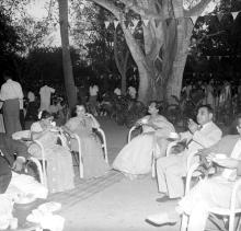 Mrs. Shanthi Sengupto converses with guests at the farewell ceremony thrown for Mr. R. Natarajan