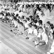A photograph of the school children at the occasion of the inauguration of Vanavani School, 1963