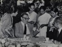 Mrs. Shanti Sengupto, Mr. Hans Lenz and Dr. S. R. Sengupta during the proceedings of a high tea ceremony that was thrown in honour of Mr. Hans Lenz’s visit to IIT Madras