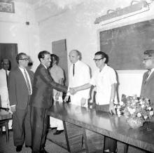 Prof. A. Ramachandran is introduced to faculty members of IIT Madras by Prof. B. Sengupto, 1967
