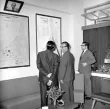 Prof. B. Sengupto showing the Institute map to Prof. A. Ramachandran during the transfer of charge for the post of Director, 1967