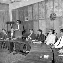 Prof. S. Sampath addressing the gathering during the transfer of charge for the Director’s post, 1967