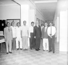 Administrators and professors of IIT Madras with Lord Fenner Brockway during his visit to the Institute