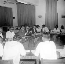 A meeting in progress during the visit of Prof. Dr. P. Hilbig and Mr. H. Westphal to IIT Madras, 1965