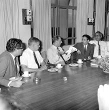Mr. J. R. D. Tata and some of the faculty members in conversation, 1969