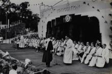 Prof. P. C. Varghese reading out the names of the graduands from Civil Engineering Department, 1967
