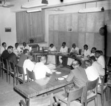 A meeting in progress during the visit of Prof. Dr. P. Hilbig and Mr. H. Westphal to IIT Madras, 1965