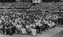 A view of the audience gathered at the Open Air Theatre (OAT) for the fourth convocationA view of the audience gathered at the Open Air Theatre (OAT) for the fourth convocation, 1967