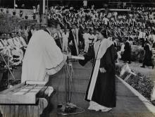 Prof. B. Sengupto gives away an M.Sc. (Mathematics) degree to Ms. S. Kalpakam, 1967