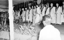 The dignitaries stand for the invocation before the commencement of the convocation ceremony 