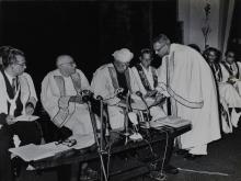 Dr. A. L. Mudaliar signing the record of degrees conferred at the fourth convocation, 1967