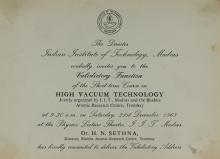 Invitation to the Valedictory function of the Short Term Course in High Vacuum Technology 