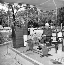 Prof. B. Sengupto addresses the audience at the opening of the Central Library