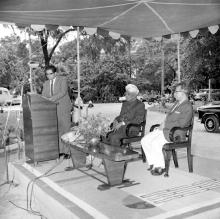 Prof. S. Sampath addresses the audience at the opening of the Central Library