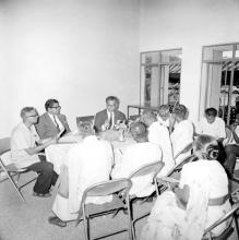 Prof. B. Sengupto at a meeting with administrators and staff