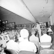 A student participating in the All India Debate at the annual Literary and Cultural Week